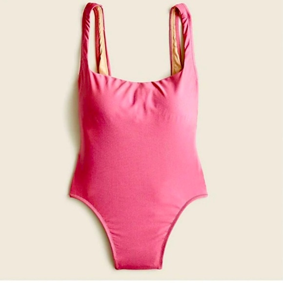 J. Crew Swim Jcrew Square Neck Liquid Berry Metallic Swimsuit